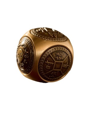 黄铜手把件六面圆形钱转钱摆件