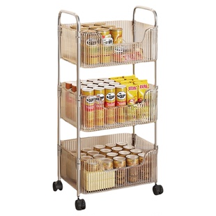 零食小推车亚克力移动置物架落地带轮卧室客厅家用多层玩具收纳架