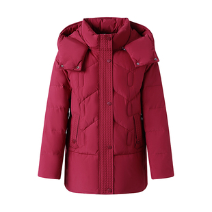 雅鹿羽绒服女短款中年妈妈装2025冬季新款加厚白鸭绒大码宽松外套