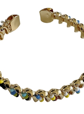 复中古感开口金属螺纹手镯臂手环