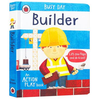 英文原版绘本Busy Day: Builder建筑工人 低幼儿童英语启蒙认知机关操作纸板游戏书锻炼手指灵活亲子共读图画书亲子互动阅读早教书