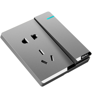 国际电工三孔16A空调插座热水器3眼五孔16安专用大面板明装带开关