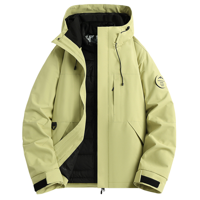 稻草人2025新款冬季冲锋衣女防风防水羽绒内胆连帽户外运动外套