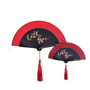 大红色古风红梅扇蝶恋花女扇双面折扇女士古典旗袍走秀扇子回礼