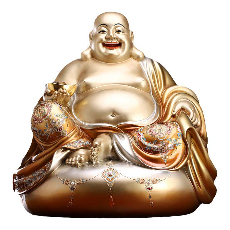 纯铜手工镶金菩萨大肚佛笑佛摆件