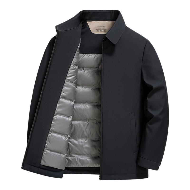 雪中飞轻薄羽绒服男翻领2025秋冬新款商务百搭中老年爸爸装外套