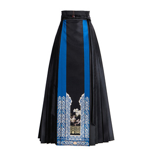 爱奇葩 原创【青花明月】新中式轻国风马面裙女蓝色日常通勤汉服