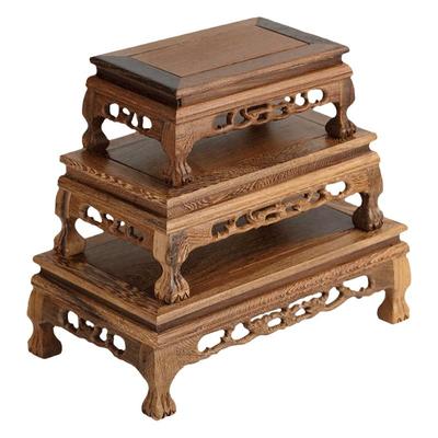 佛像底座长方形奇石盆景红木雕刻