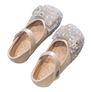 真皮女童公主鞋爱莎水晶鞋2026新款春款儿童软底小皮鞋女孩单鞋子