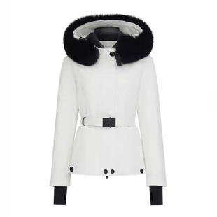 2026冬季新款m蒙家羽绒服女修身收腰鹅绒加厚狐狸毛领滑雪服休闲