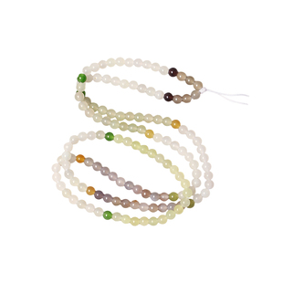 精品天然和田玉冰透多宝色圆珠款手链佛珠链男女款玉石手串饰品