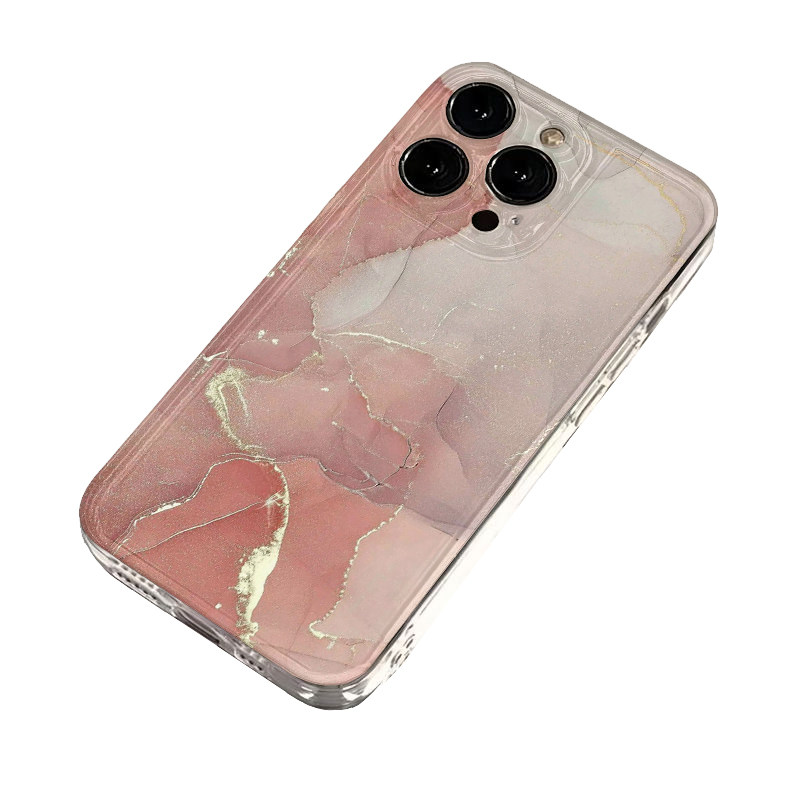 轻奢风鎏金粉大理石纹 适用于iPhone17promax手机壳苹果16pro软透明vivo硅胶红米保护套iqoo9红米k80华为mate