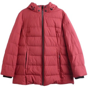 胖太太大码女装冬装新款时尚短款红色连帽宽松羽绒服潮723400610