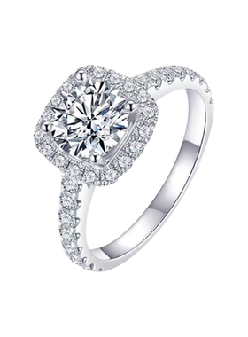 小方糖莫桑钻开口戒指可刻字