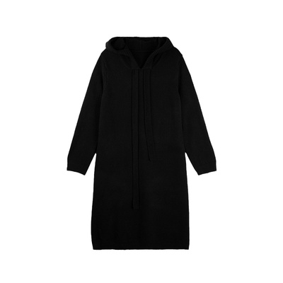 气质抽绳连帽针织裙+针织衫