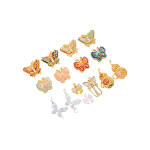 景泰蓝新中式保色蝴蝶隔珠大吉大利葫芦吊坠diy手工编绳吊饰配件