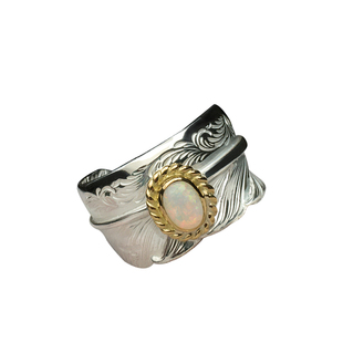 银创鹫见太郎TaroWashimi金绳欧珀羽毛戒指s925银男女指环菊地健