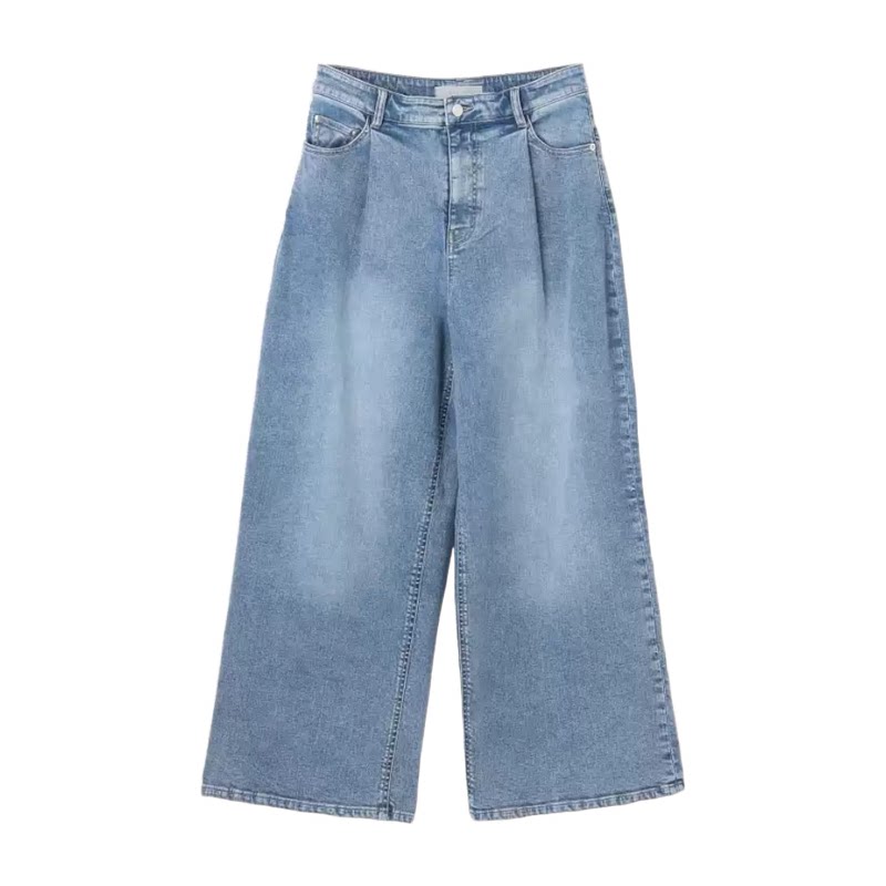 UNFILO时尚休闲适宜日本限定款DENIM打褶宽腿裤女ONWARD