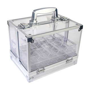 德州筹码箱 600码双开透明筹码箱 筹码盒 筹码架 现货包邮