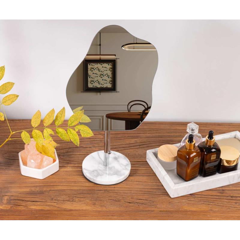 云朵镜铁制化妆镜天然大理石无指印台式镜珠宝台式镜可调节角度