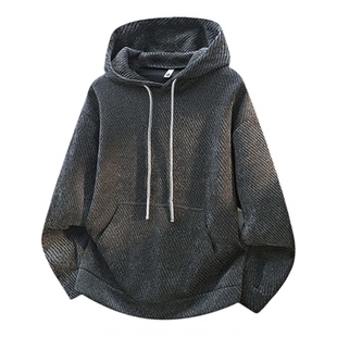 罗宾汉/ROBINHOOD雪尼尔斜纹连帽卫衣男春秋高级感条纹宽松外套