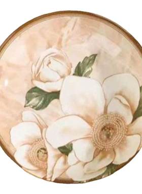 金暖岸山茶花陶瓷家用圆形菜盘