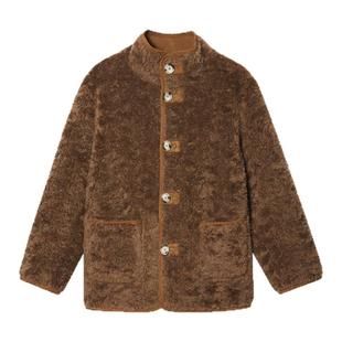 诗篇专选巴恩风复古摩登双面穿羊剪绒环保皮草外套女冬款