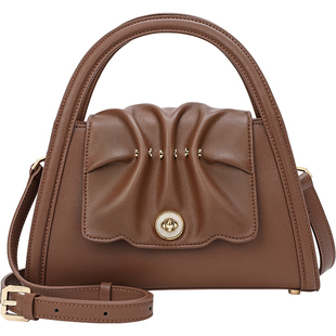 情人节礼物Cuud复古美拉德小众轻奢褶皱饺子包真皮通勤手提斜挎包