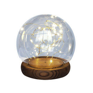 球形火树银花LED灯串永生花半球玻璃罩仿古木复古节日小礼品摆件