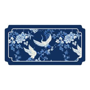 东方青瓷茶室喝茶席皮革桌垫硅藻泥吸水防滑中间长条桌布茶几盖布