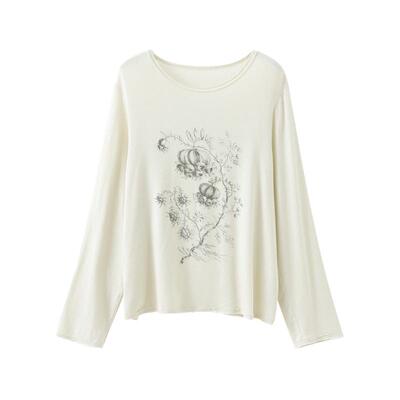 popchrio宽松休闲印花长袖T恤