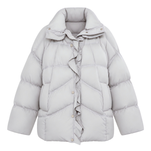 【设计师品牌BLANCORE】2026冬季新品荷叶边装饰鹅绒羽绒服
