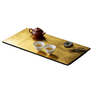 觅白大漆金箔干泡台木胎茶盘非遗漆器纯手工艺壶承简约托真金手作