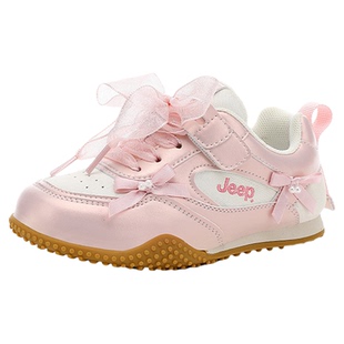 jeep高颜值女童鞋子冬季2026新款软底防滑儿童德训板鞋女孩运动鞋