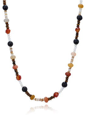 森吾彩色天然石串珠锁骨链