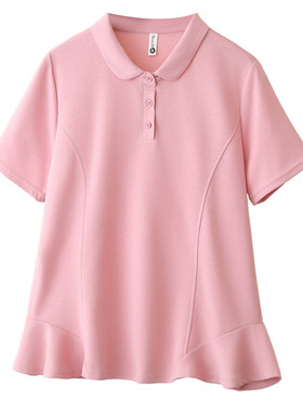 夏季POLO领大码显瘦短袖T恤女