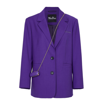 婉甸罗兰紫中长款西装外套