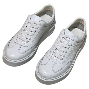 纯真鸵鸟皮鞋板鞋男款2025新款小白鞋男士休闲板鞋潮牌高级感男鞋