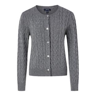 【羊绒+羊毛】PRICH时尚金属扣针织开衫冬季新款保暖毛衣女