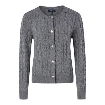 【羊绒+羊毛】PRICH时尚金属扣针织开衫冬季新款保暖毛衣女