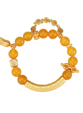 沙金黄玛瑙手链女款招财转运珠子