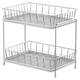 水杯架子茶杯奶瓶杯子沥水架304不锈钢双层办公室桌面收纳置物架