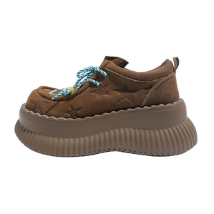 真皮~骄屿千禧甜妹增高丑萌厚底小皮鞋2025新款粉色大头百搭单鞋