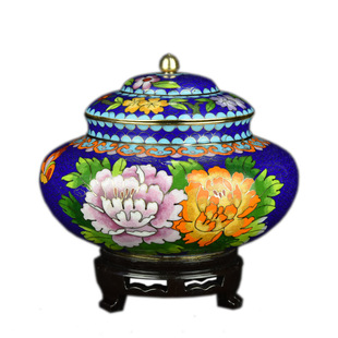 老北京景泰蓝6寸如意罐子铜胎掐丝珐琅客厅摆件茶叶罐收纳盒礼品