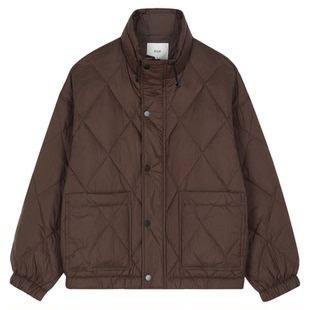 BSIJA/毕厶迦2025冬季羽绒服保暖菱格纹立领面包服简约宽松外套