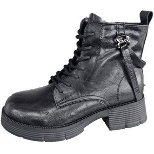 戈美其商场同款厚底马丁靴女2025冬季新款英伦风复古西部牛仔短靴