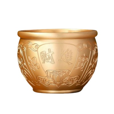 黄铜米缸聚财招财进宝百福缸聚宝盆客厅纯黄铜守财摆件新款五帝钱