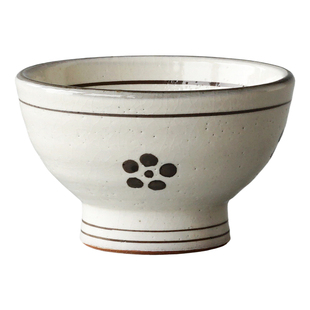 日本制 粉引高脚杯 清新手绘梅花杯子日式点心杯粗陶手工大茶杯