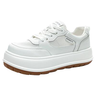 厚底小白鞋女韩版增高圆头网面