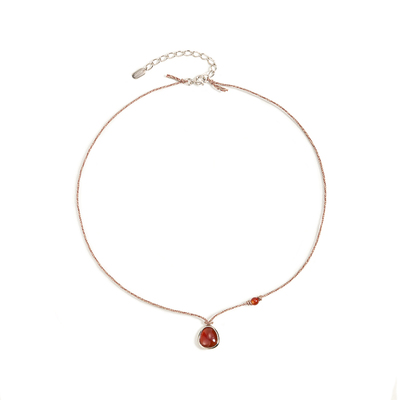 离岛空气【山石】项链女原创设计简约百搭红玛瑙月光石绿萤石吊坠